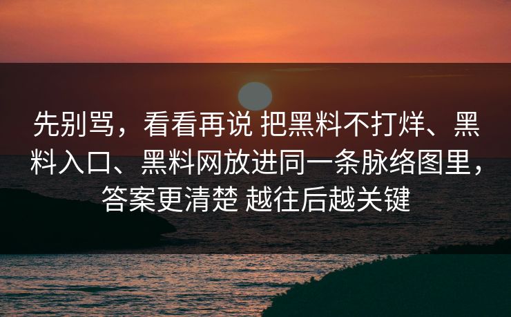 先别骂，看看再说 把黑料不打烊、黑料入口、黑料网放进同一条脉络图里，答案更清楚 越往后越关键
